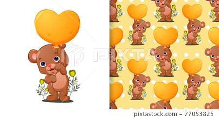 The pattern set of the bear is holding the bright colored balloon 77053825