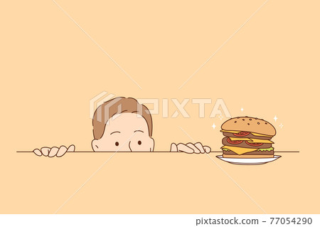 Overeating, nutrition, hunger concept 77054290