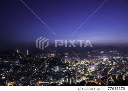 Nagasaki night view from Kazagashira Park Nagasaki night view from Kazagashira Park 77055370