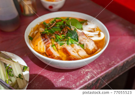 Vietnamese spicy fish stock seafood noodle, Bun Mam Vietnamese spicy fish stock seafood noodle, Bun Mam 77055523