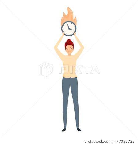 Rush job burning time icon, cartoon style Rush job burning time icon, cartoon style 77055725