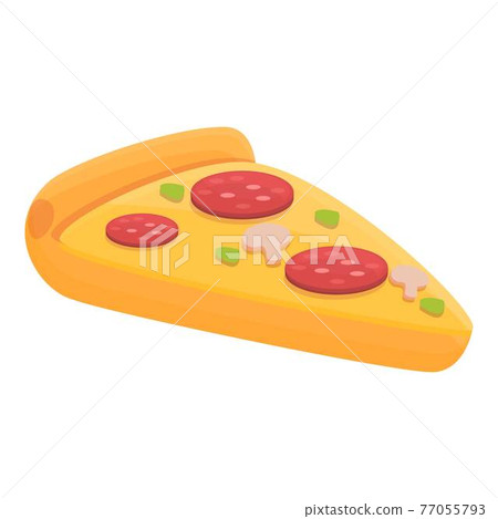 Slice of pizza icon, cartoon style Slice of pizza icon, cartoon style 77055793