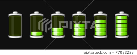 Battery Charge Level Icons Set Accumulator Indicator Design. Vector 77058282