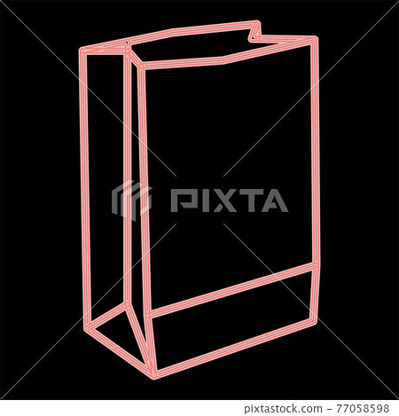 Neon paper bag the red color vector illustration  77058598