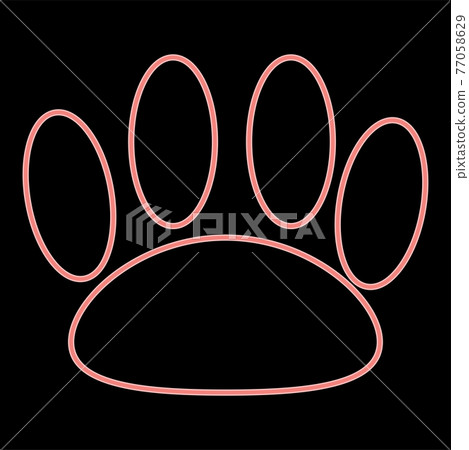 Neon animal footprint the red color vector Neon animal footprint the red color vector 77058629