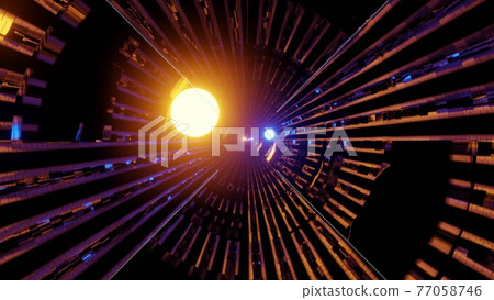 3d illustration of 4K UHD illuminated futuristic tunnel 77058746