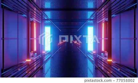 3d illustration of 4K UHD symmetric corridor 77058802