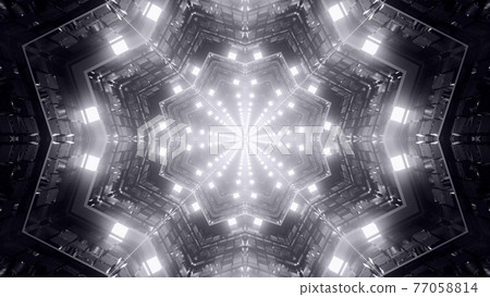 3d illustration of 4K UHD kaleidoscopic glowing corridor 77058814