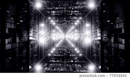 3d illustration of 4K UHD square shaped corridor 3d illustration of 4K UHD square shaped corridor 77058842