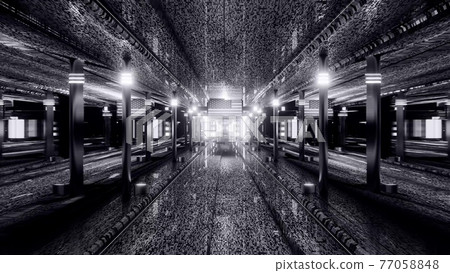 3d illustration of 4K UHD endless sci fi corridor 3d illustration of 4K UHD endless sci fi corridor 77058848