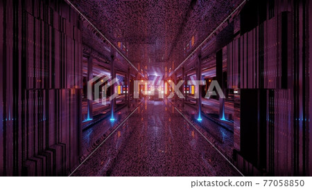 Dark tunnel with American flag and glowing lights 4K UHD 3d illustration Dark tunnel with American flag and glowing lights 4K UHD 3d illustration 77058850