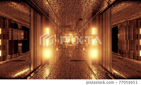 Light reflections in tunnel with USA flag 4K UHD 3d illustration 77058851