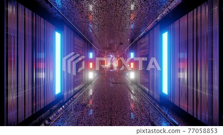 Corridor with neon illumination and American flag 4K UHD 3d illustration Corridor with neon illumination and American flag 4K UHD 3d illustration 77058853