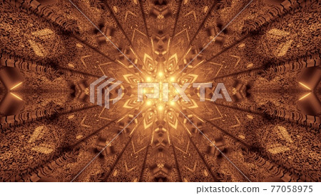 Kaleidoscopic golden ornament 4K UHD 3D illustration 77058975