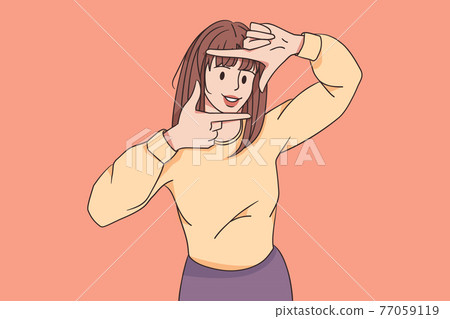 Taking photo and gesture language concept 77059119