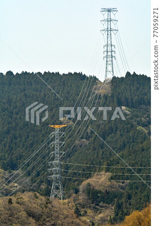 Chichibu Nagatoro Walk: Power transmission tower in the mountains Chichibu Nagatoro Walk: Power transmission tower in the mountains 77059271