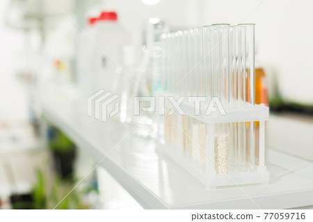 Glass test tubes in the laboratory. Glass test tubes in the laboratory. 77059716