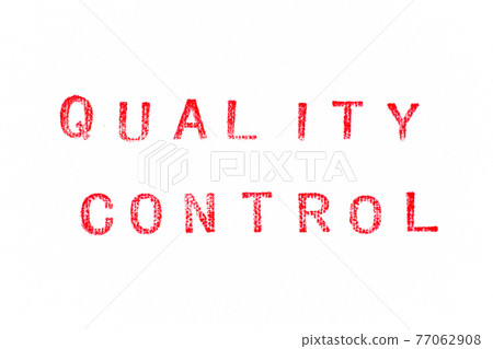 Red color rubber stamp in word quality control on white paper background 77062908