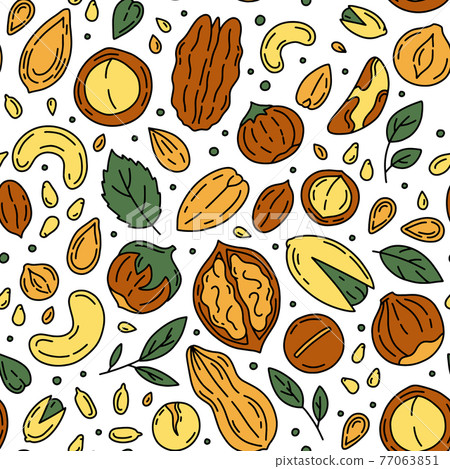 Nuts and Seeds vector seamless pattern in the... - Stock Illustration ...