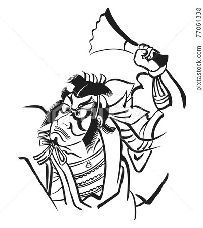 歌舞伎，暫定。線描。 77064338