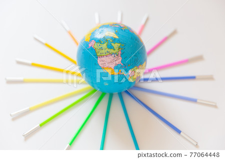 Globe and 17 SDGs colors 77064448