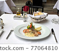 Scene of having European food. Nobody. 77064810