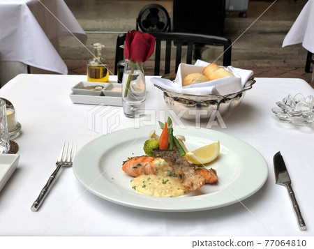 Scene of having European food. Nobody. Scene of having European food. Nobody. 77064810