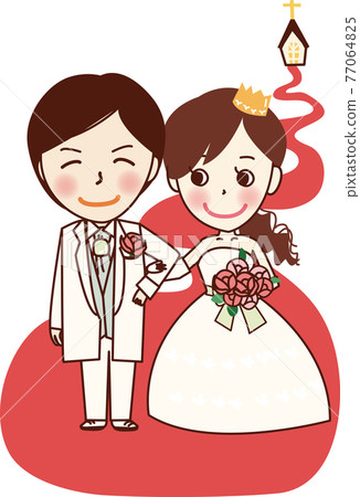 Bride and groom on Virgin Road. 77064825