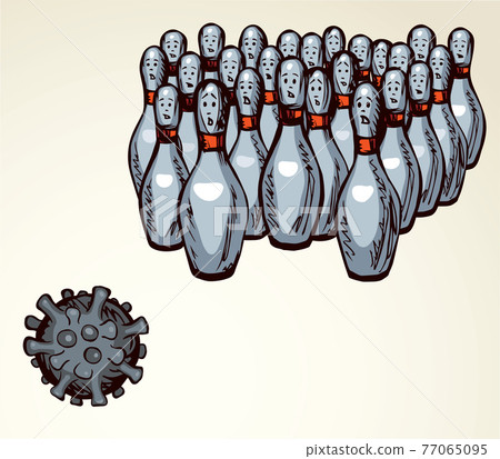 Human pins and virus ball. Vector drawing Human pins and virus ball. Vector drawing 77065095