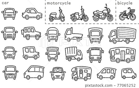 汽車、摩托車和自行車圖標集（手寫風線圖）第一個字符串分類版 77065252