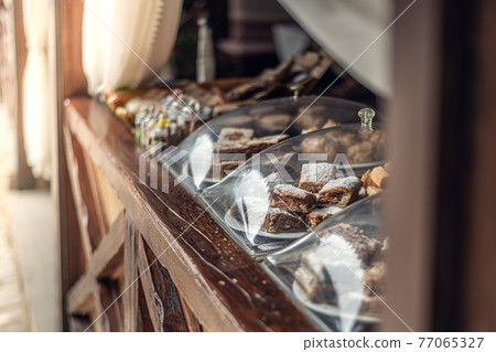 Oriental baking sweets Pahlava in City of Yevpatoria on the Peninsula Crimea in Republic of Crimea 77065327