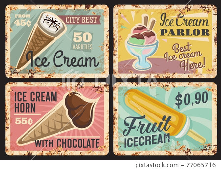 Ice cream shop rusty plate, sign or price tag - Stock Illustration ...