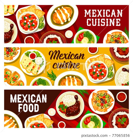 Mexican food meals with nachos and cheese banner 77065856