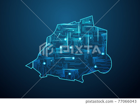 Abstract futuristic map of vatican. Circuit Board Design Electric of the region. Technology background. mash line and point scales on dark with map. Abstract futuristic map of vatican. Circuit Board Design Electric of the region. Technology background. mash line and point scales on dark with map. 77066043
