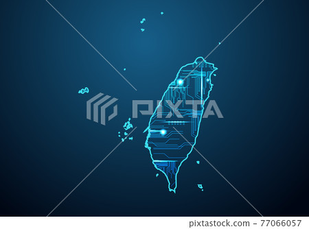 Abstract futuristic map of taiwan. Circuit...-插圖素材 [77066057] - PIXTA圖庫
