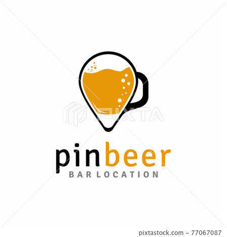Beer mug with pin map modern logo design Beer mug with pin map modern logo design 77067087