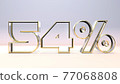 54% 3d glass material surrounded by a golden frame, discount business concept 3d render illustration 77068808