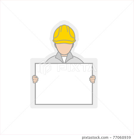 Person bulletin board helmet worker Person bulletin board helmet worker 77068939