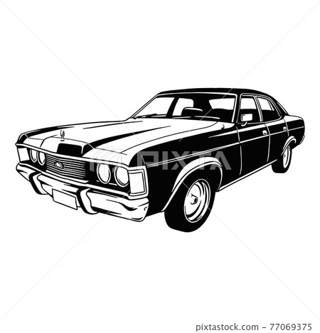 Muscle car - Old USA Classic Car, 1970s, Muscle... - Stock Illustration ...