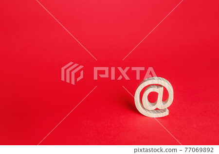 Email figure AT commercial symbol. Contacts communication. Business representations on social media. Concept of e-mail address. Digitalization of education and public services. Internet of Things. Email figure AT commercial symbol. Contacts communication. Business representations on social media. Concept of e-mail address. Digitalization of education and public services. Internet of Things. 77069892