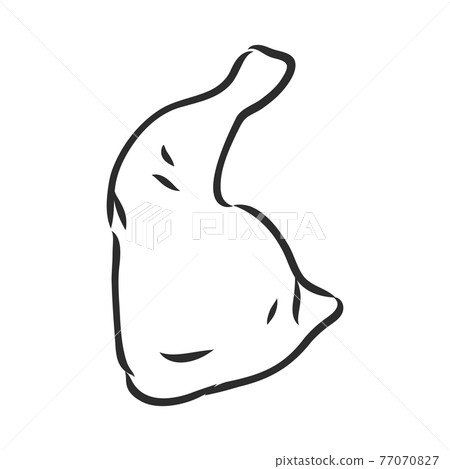 Raw chicken leg. Vintage vector color engraving illustration for poster and label. Isolated on white background. Hand drawn design element for label and poster. 77070827
