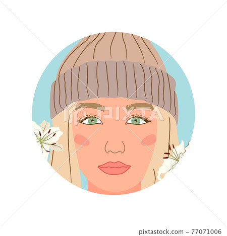 Girl instagram highlights stories in hipster style on colorful background. Vector illustration. 77071006