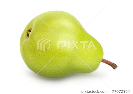 Green pear fruit isolated on white background with clipping path and full depth of field 77072504