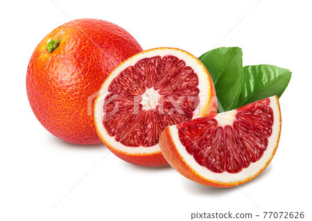 Blood red oranges isolated on white background with clipping path and full depth of field Blood red oranges isolated on white background with clipping path and full depth of field 77072626