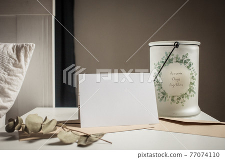 blank greeting card invitation mockup with craft paper envelope feminine still life composition blank greeting card invitation mockup with craft paper envelope feminine still life composition 77074110