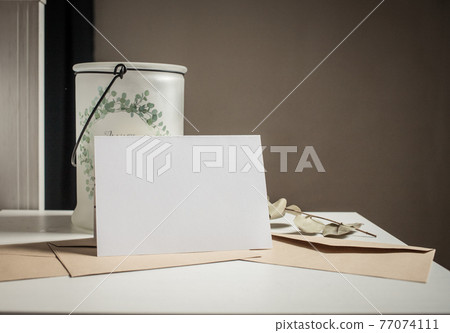 blank greeting card invitation mockup with craft paper envelope feminine still life composition blank greeting card invitation mockup with craft paper envelope feminine still life composition 77074111