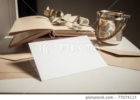 blank greeting card invitation mockup with craft paper envelope feminine still life composition blank greeting card invitation mockup with craft paper envelope feminine still life composition 77074115
