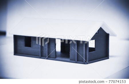Object printed by 3d printer. White brown house. Object printed by 3d printer. White brown house. 77074153