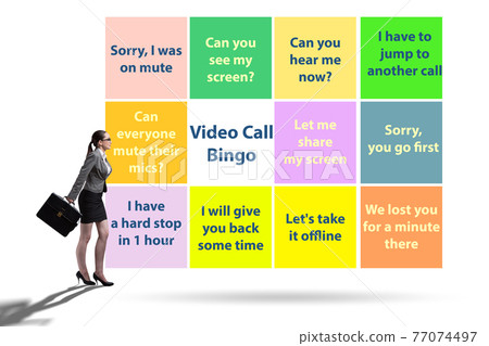 Funny concept with video call bingo - Stock Photo [77074497] - PIXTA