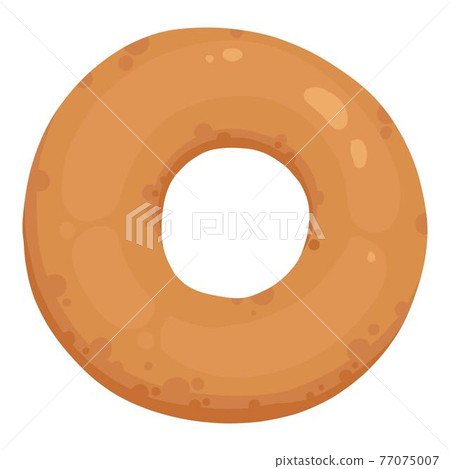 Donut glazed with colorful sugar and icing and topped with sprinkles lying isolated on white background. Tasty fried dough confectionery or dessert. Vector illustration. Realistic cartoon style Donut glazed with colorful sugar and icing and topped with sprinkles lying isolated on white background. Tasty fried dough confectionery or dessert. Vector illustration. Realistic cartoon style 77075007